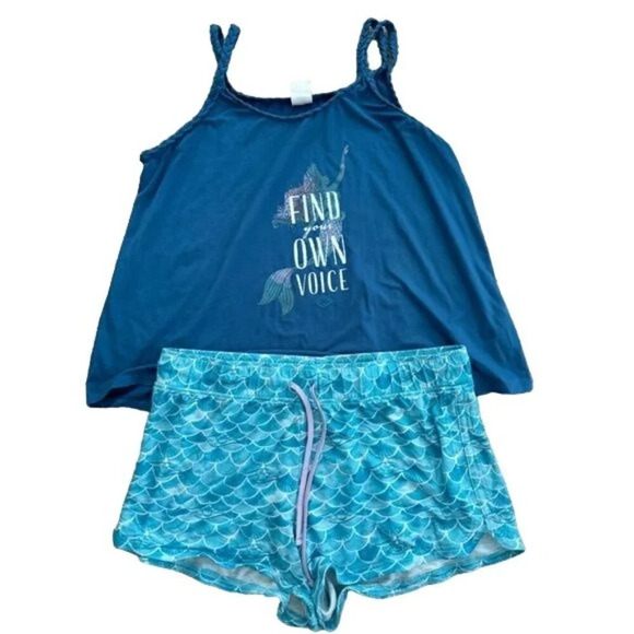 Disney Little Mermaid PJs Tank & Shorts Cruise Line Exclusive DCL L/XL Blue - Picture 1 of 9